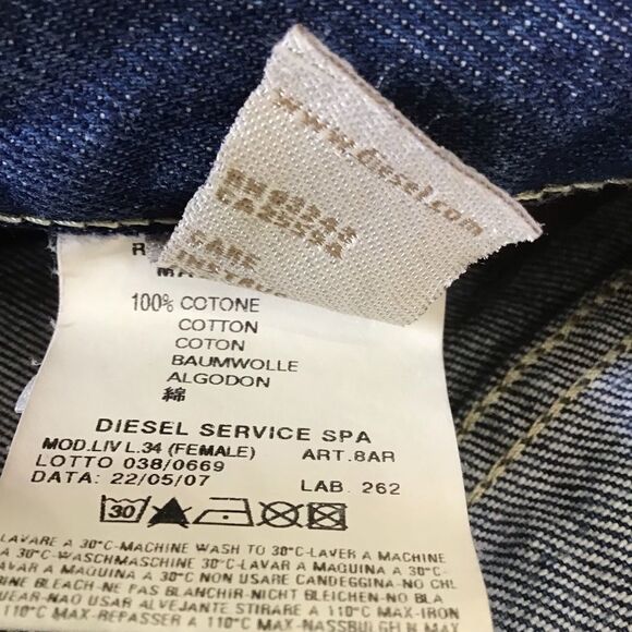 DIESEL Liv sequin distressed jeans low rise straight leg 28 ripped denim blue - Picture 8 of 15